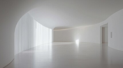 Modern Minimalist Interior with Curved Walls and Bright Lighting