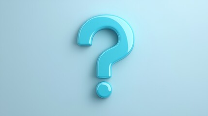 A simple, light blue question mark on a soft background, symbolizing curiosity and inquiry.