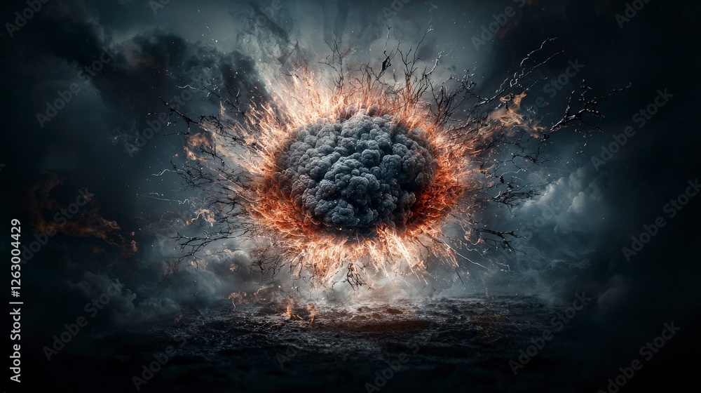 Aufkleber explosive energy release abstract environment digital art dark atmosphere dynamic viewpoint creative