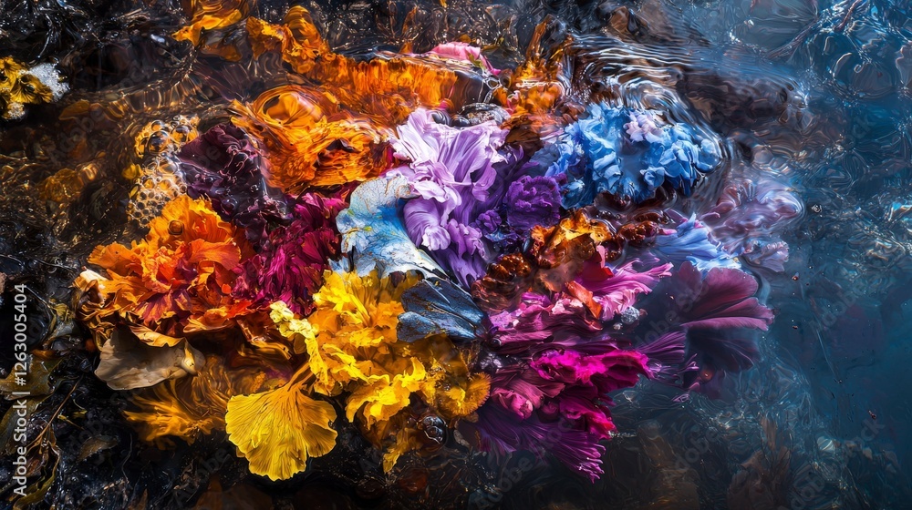 Aufkleber chaos of colorful dreams in quaki vibrant nature abstract art underwater viewpoint