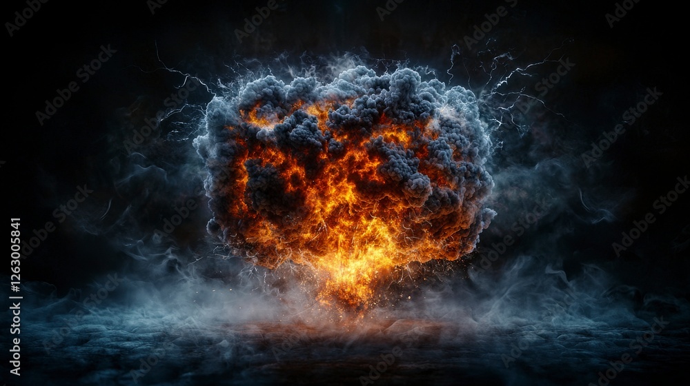 Poster explosive shadows of silence atmospheric chaos digital art dramatic environment abstract concept