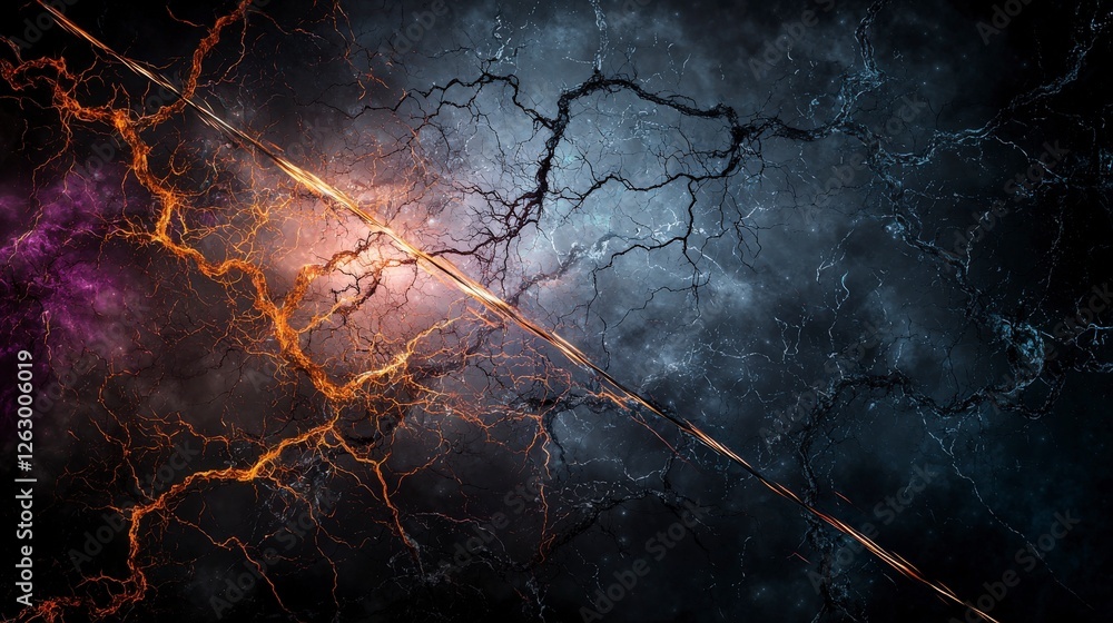 Poster Dark environment shaking diagonal strokes of nothingness in dynamic abstract lightning art