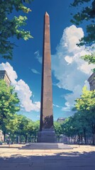 Obraz premium Tall Obelisk Stands in a Sunny City Park