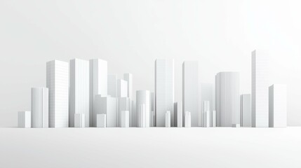 Modern Minimalist City Skyline with Clean Lines and White Background