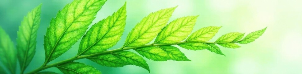 Obraz premium Intricate green leaf watercolor, delicate veins visible , photographic, subtle