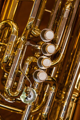 Close-up of a bass tuba fragment
