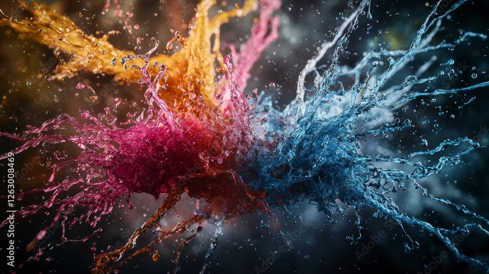 Poster colorful fragility abstract art strands in a creative studio atmosphere