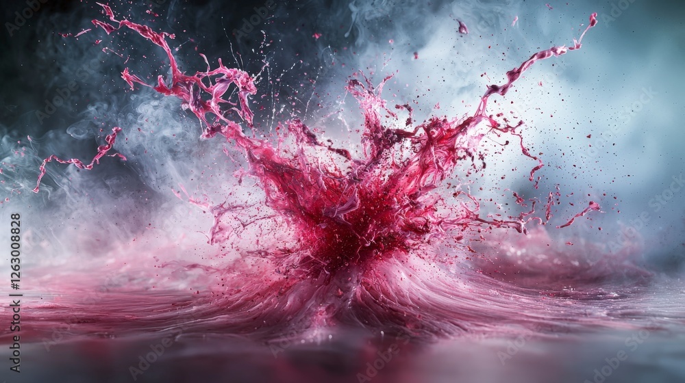 Poster emotional explosion of pink streaks abstract space digital art surreal environment dynamic viewpoint