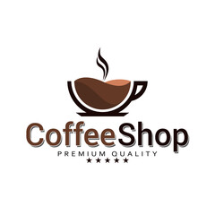 Coffee shop logo Coffee cup and abstract smoke logo design