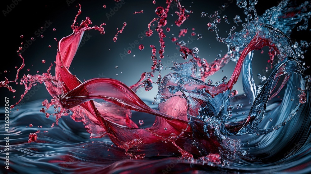 Poster Dynamic water splashes evoking emotion abstract space visual art contemplative environment close-up view artistry