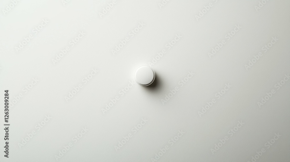 Poster minimalistic white button on smooth light background with shadow