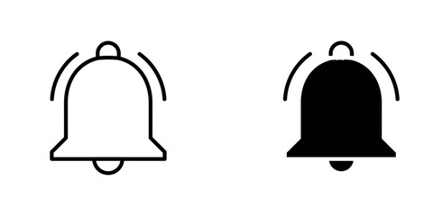 Bell ring vectors icons set in filled and strokes on white background