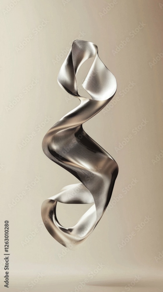 Poster Abstract Artwork of Flowing Shape with Smooth Curves and Texture