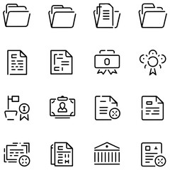 Document set of web icons in line style. Documents linear icon collection.......................