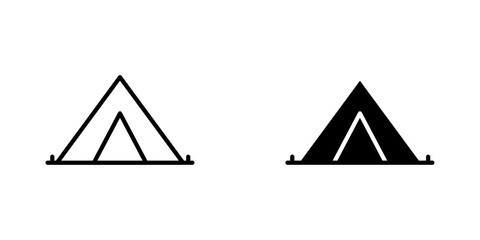 Camping vectors icons set in filled and strokes on white background © Raj