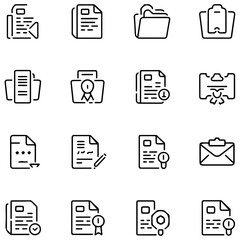 Document set of web icons in line style. Documents linear icon collection....................
