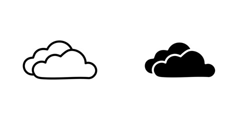 Clouds vectors icons set in filled and strokes on white background