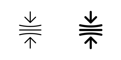 Compress vectors icons set in filled and strokes on white background