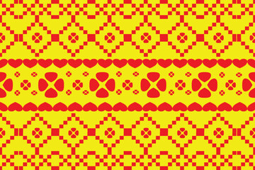 Red and yellow style geometric flowers background abstract seamless pattern for fabric print cloth dress carpet 