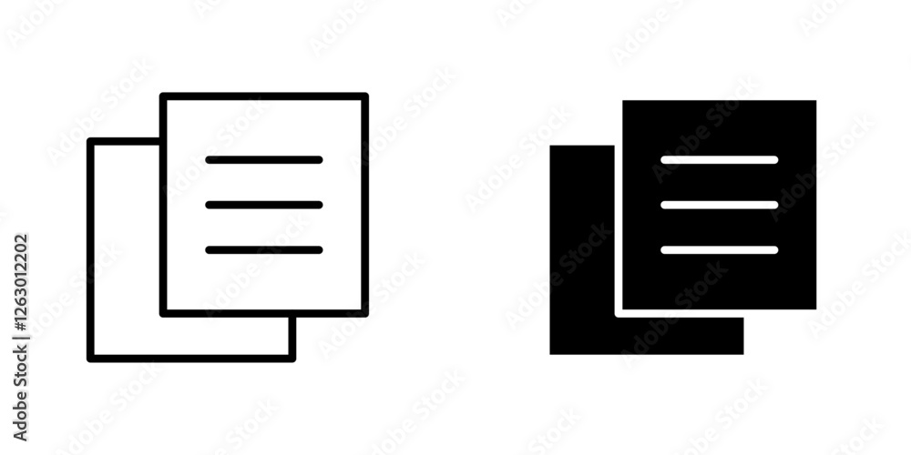 Poster duplicate vectors icons set in filled and strokes on white background