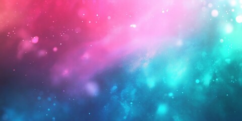 Futuristic abstract background featuring pixel glitch effects in blue, pink, and green with scattered light particles creating a vibrant digital atmosphere for creative projects