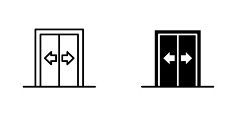 Exit vectors icons set in filled and strokes on white background