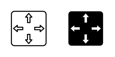 Expand vectors icons set in filled and strokes on white background