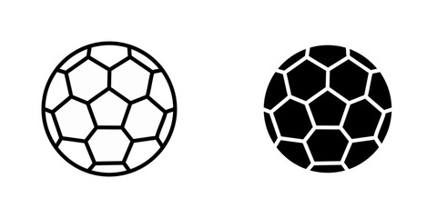 Football vectors icons set in filled and strokes on white background
