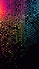Vibrant Gradient Dot Matrix on Black Background - Abstract Colorful Pixelated Pattern