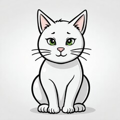 Obraz premium A minimalist line art icon of a cat sitting alertly, black outline on a white background.