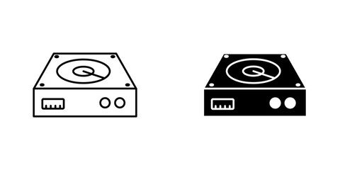 Hard Disk vectors icons set in filled and strokes on white background
