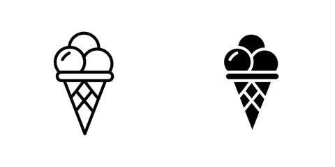 Ice cream vectors icons set in filled and strokes on white background
