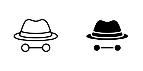 Incognito vectors icons set in filled and strokes on white background