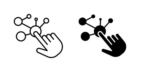 Interactive vectors icons set in filled and strokes on white background