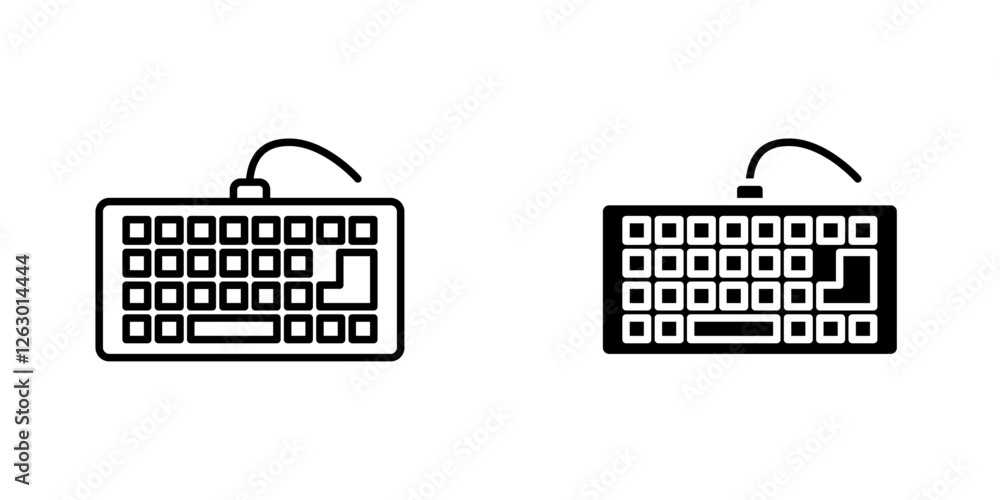 Poster keyboard vectors icons set in filled and strokes on white background