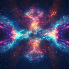 Naklejka premium Majestic Abstract Nebula Colorful Cosmic Cloudscape with Stars and Galaxy Exploration