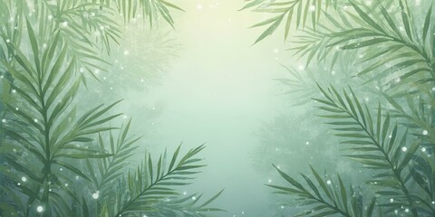 Fototapeta premium Lush Forest with Tall Green Palm Leaves and Soft Diffused Light
