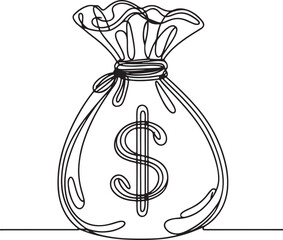 Money Bag Line Art Vector – Cash & Wealth Illustration