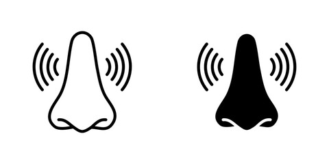 Nose pain vectors icons set in filled and strokes on white background