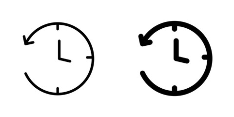 Past time vectors icons set in filled and strokes on white background