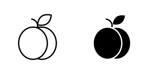 Peach vectors icons set in filled and strokes on white background