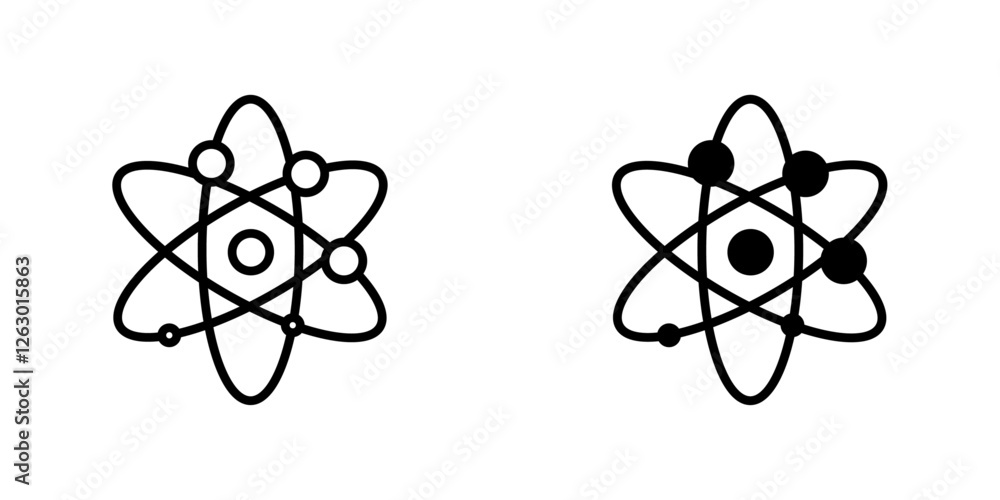 Poster physics vectors icons set in filled and strokes on white background