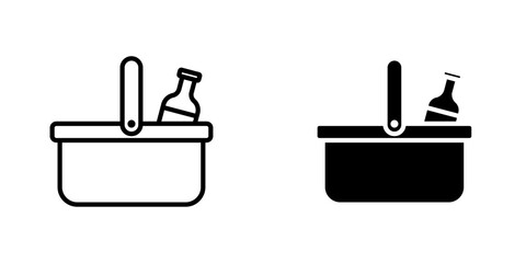 Picnic vectors icons set in filled and strokes on white background