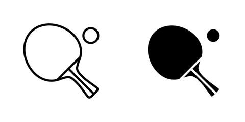 Ping pong vectors icons set in filled and strokes on white background