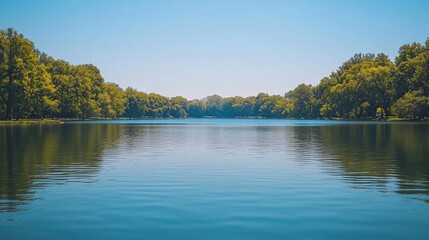 Calm lake in a park on a sunny day