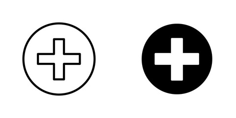 Fototapeta premium Plus vectors icons set in filled and strokes on white background