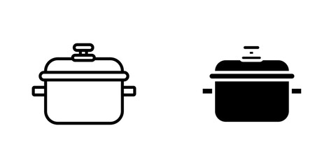 Pot vectors icons set in filled and strokes on white background