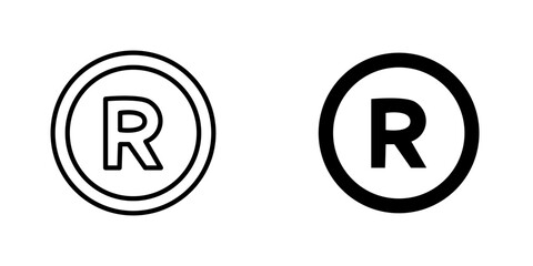 Registered vectors icons set in filled and strokes on white background