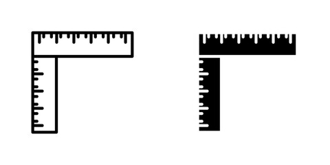 Ruler combined vectors icons set in filled and strokes on white background