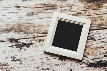 Empty White Frame on Weathered Wood Background, Ready for Your Image or Text.